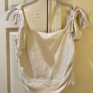 Free People Cream Tie-Shoulder Top